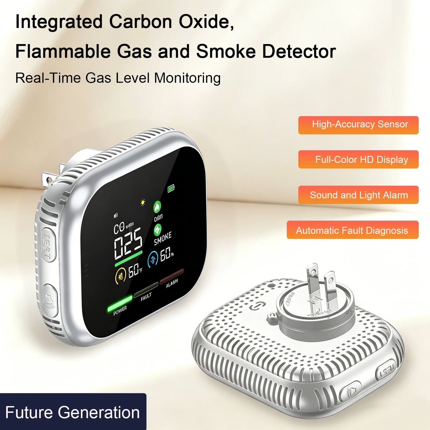 6-In-1 Portable Airs Detector with HD Display Temperature & Humidity Carbon Monoxide Detectors for Home RV Car Apartment Travel