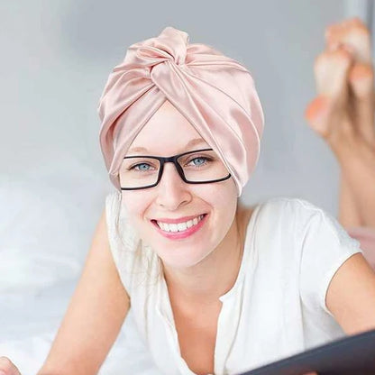 100 Mulberry Silk Turban Bonnets for Women Twisted Sleeping Night Cap 19 Momme Pure Silk Hair Wrap Cap for Curly Ladies Headwrap