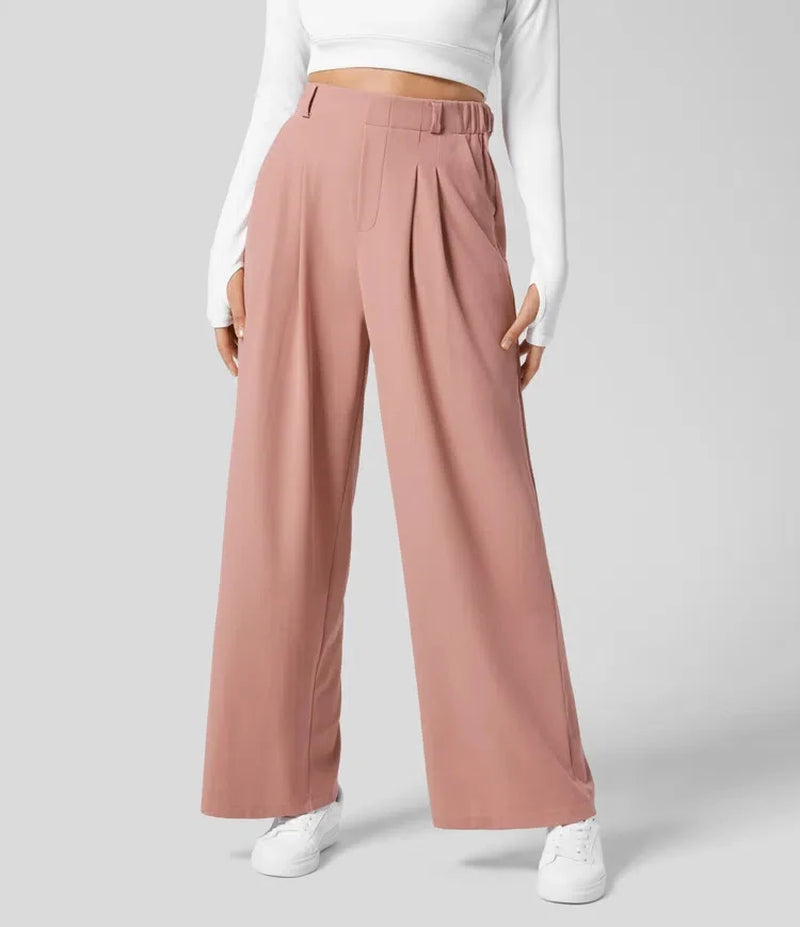 Women'S Trousers Plaid Slimming Wide-Leg Pants with Pockets High-Waisted Women'S Casual Slimming Wide-Leg Pants