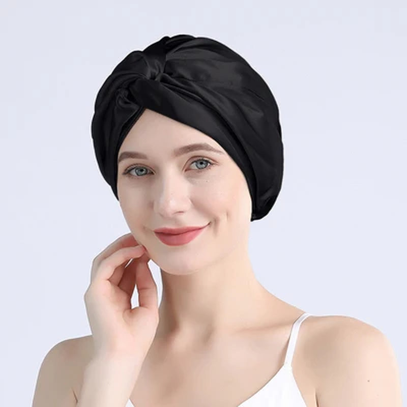 100 Mulberry Silk Turban Bonnets for Women Twisted Sleeping Night Cap 19 Momme Pure Silk Hair Wrap Cap for Curly Ladies Headwrap