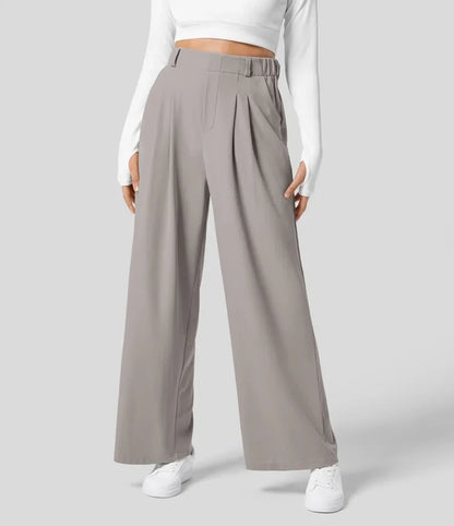 Women'S Trousers Plaid Slimming Wide-Leg Pants with Pockets High-Waisted Women'S Casual Slimming Wide-Leg Pants