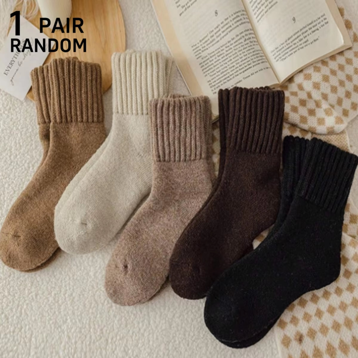 Women'S Winter Crew Socks | Thick Terry & Fleece Lined | Warm Snow Socks in Melange Colors