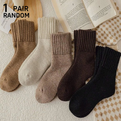 Women'S Winter Crew Socks | Thick Terry & Fleece Lined | Warm Snow Socks in Melange Colors