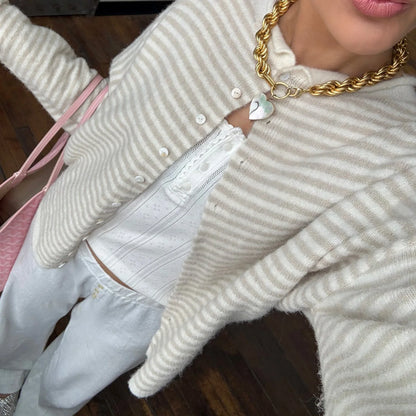 Casual Loose Cardigan for Women Autumn Long Sleeve Knitwear Y2K Outerwears Women'S Fashion Stripes Sweater Female Top
