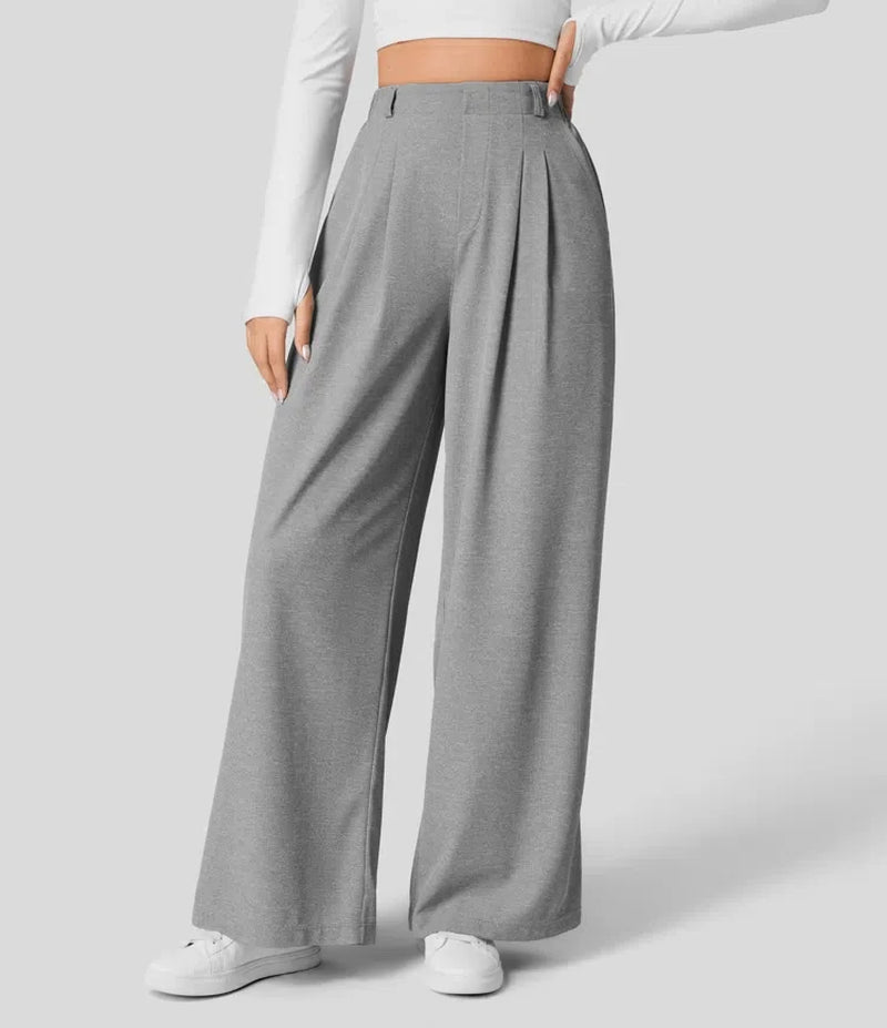 Women'S Trousers Plaid Slimming Wide-Leg Pants with Pockets High-Waisted Women'S Casual Slimming Wide-Leg Pants