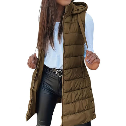 Women'S Puffer Vest Casual Zip up Quilted Padded Vest Hooded Sleeveless down Jacket Winter Warm Outerwear Coat