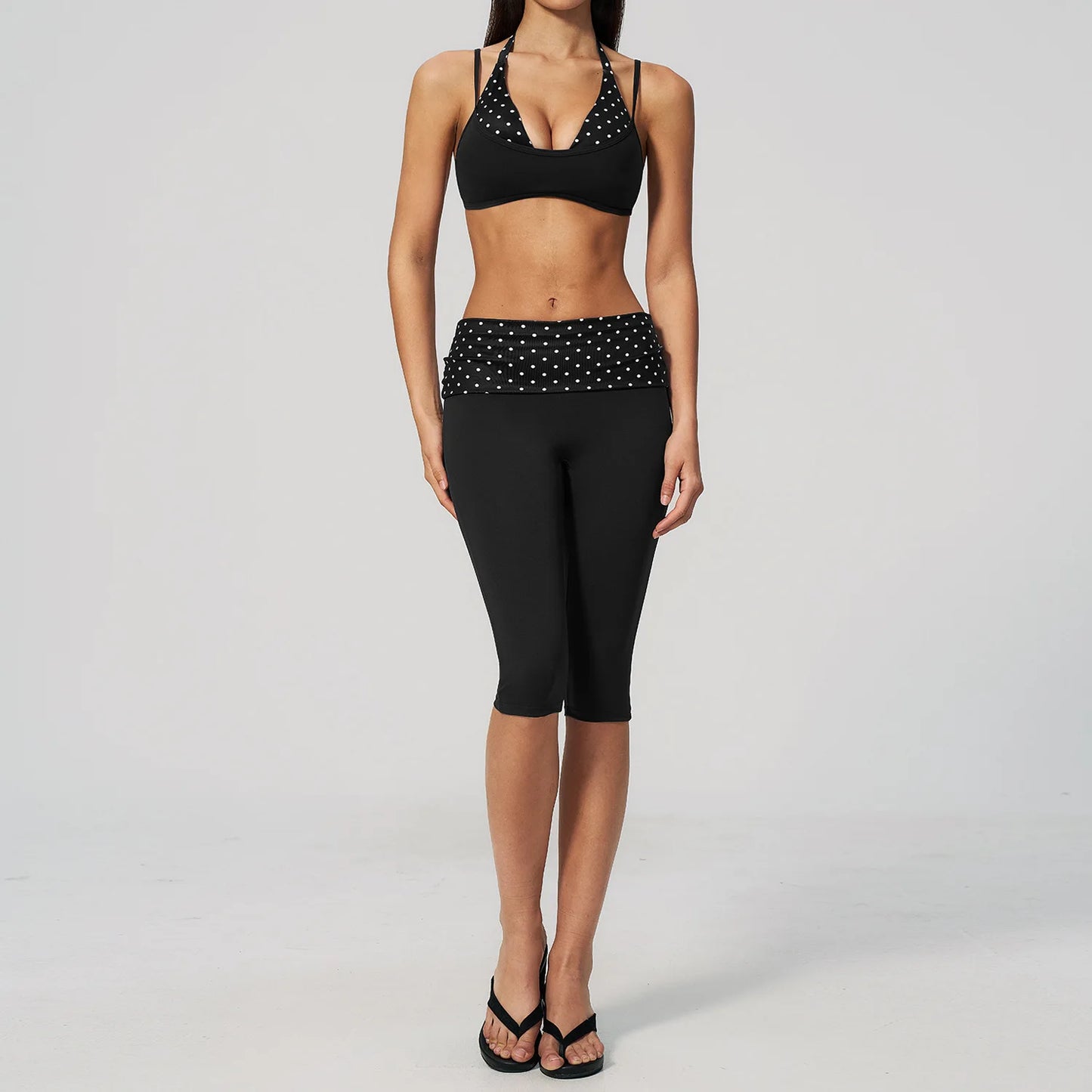 Yoga Set Polka Dot 2Pcs Athletic Wear Women Gym Clothes Sportswear Striped Yoga Outfits Fitness Suit Push up Workout Tracksuits