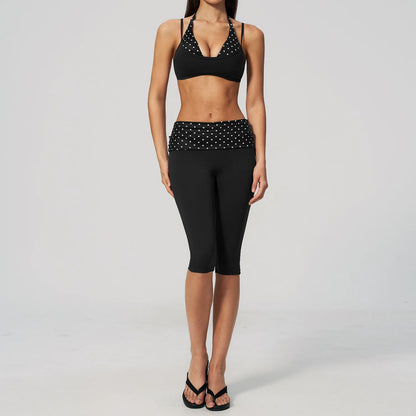Yoga Set Polka Dot 2Pcs Athletic Wear Women Gym Clothes Sportswear Striped Yoga Outfits Fitness Suit Push up Workout Tracksuits