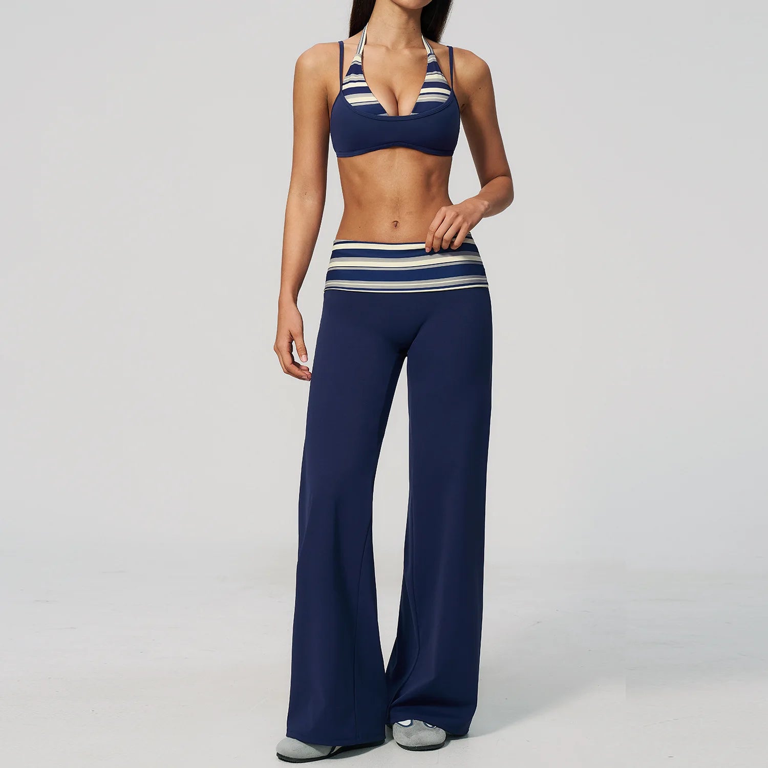 Yoga Set Polka Dot 2Pcs Athletic Wear Women Gym Clothes Sportswear Striped Yoga Outfits Fitness Suit Push up Workout Tracksuits