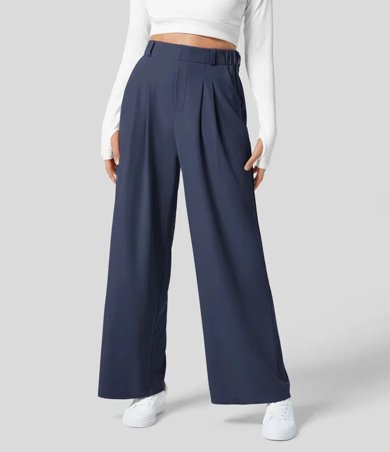 Women'S Trousers Plaid Slimming Wide-Leg Pants with Pockets High-Waisted Women'S Casual Slimming Wide-Leg Pants