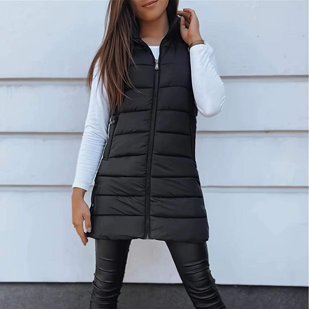 Women'S Puffer Vest Casual Zip up Quilted Padded Vest Hooded Sleeveless down Jacket Winter Warm Outerwear Coat