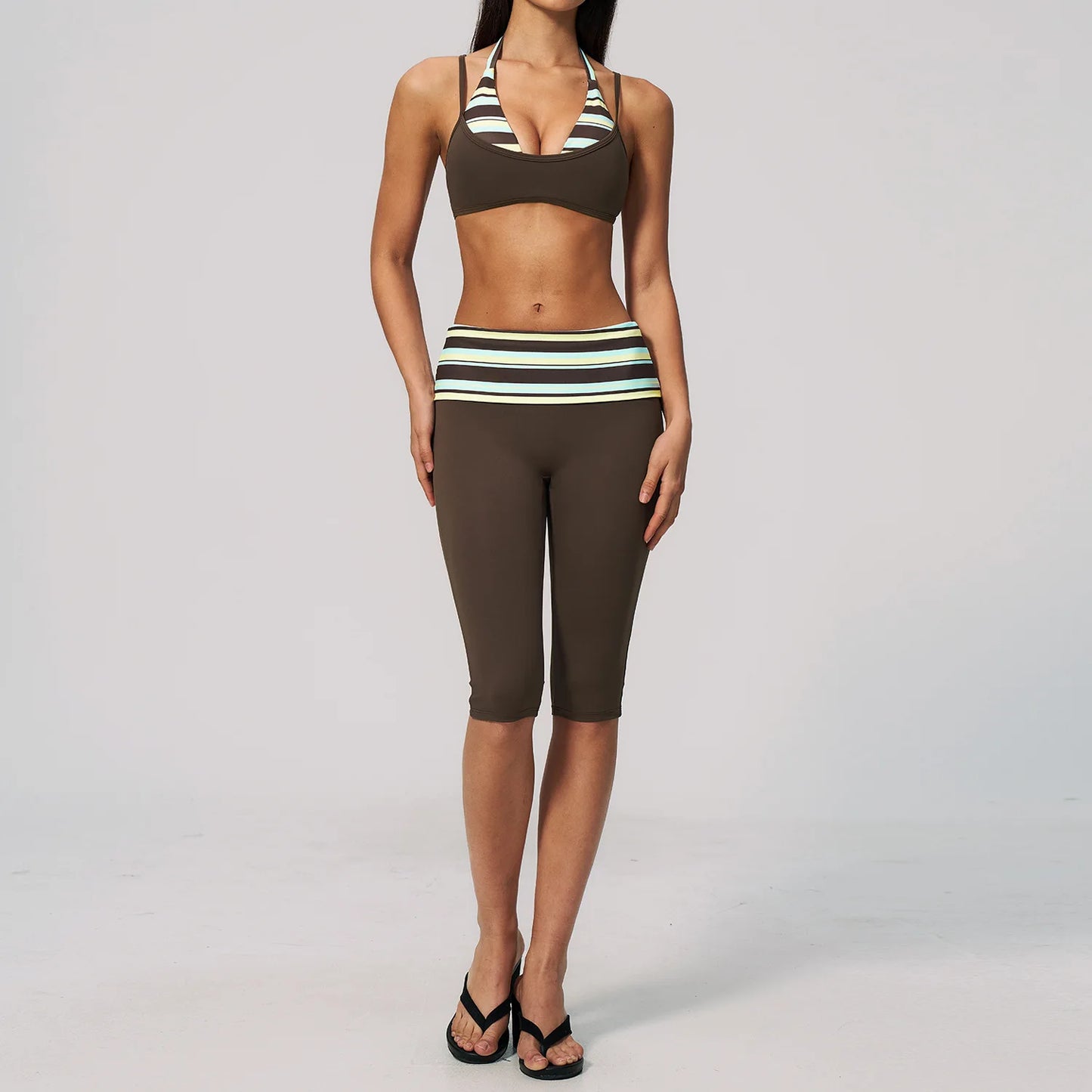 Yoga Set Polka Dot 2Pcs Athletic Wear Women Gym Clothes Sportswear Striped Yoga Outfits Fitness Suit Push up Workout Tracksuits
