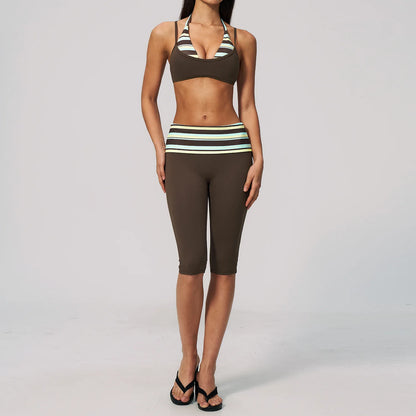 Yoga Set Polka Dot 2Pcs Athletic Wear Women Gym Clothes Sportswear Striped Yoga Outfits Fitness Suit Push up Workout Tracksuits