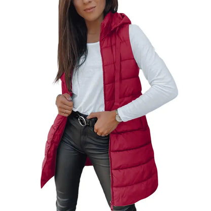 Women'S Puffer Vest Casual Zip up Quilted Padded Vest Hooded Sleeveless down Jacket Winter Warm Outerwear Coat