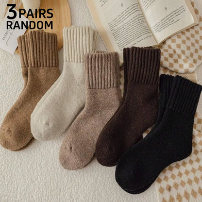 Women'S Winter Crew Socks | Thick Terry & Fleece Lined | Warm Snow Socks in Melange Colors
