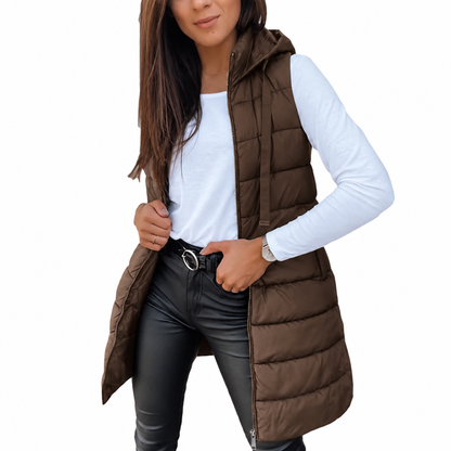 Women'S Puffer Vest Casual Zip up Quilted Padded Vest Hooded Sleeveless down Jacket Winter Warm Outerwear Coat