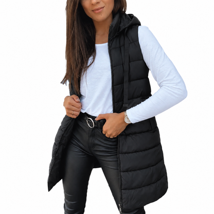 Women'S Puffer Vest Casual Zip up Quilted Padded Vest Hooded Sleeveless down Jacket Winter Warm Outerwear Coat