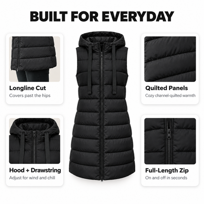 Women'S Puffer Vest Casual Zip up Quilted Padded Vest Hooded Sleeveless down Jacket Winter Warm Outerwear Coat