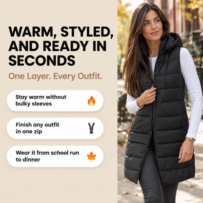 Women'S Puffer Vest Casual Zip up Quilted Padded Vest Hooded Sleeveless down Jacket Winter Warm Outerwear Coat